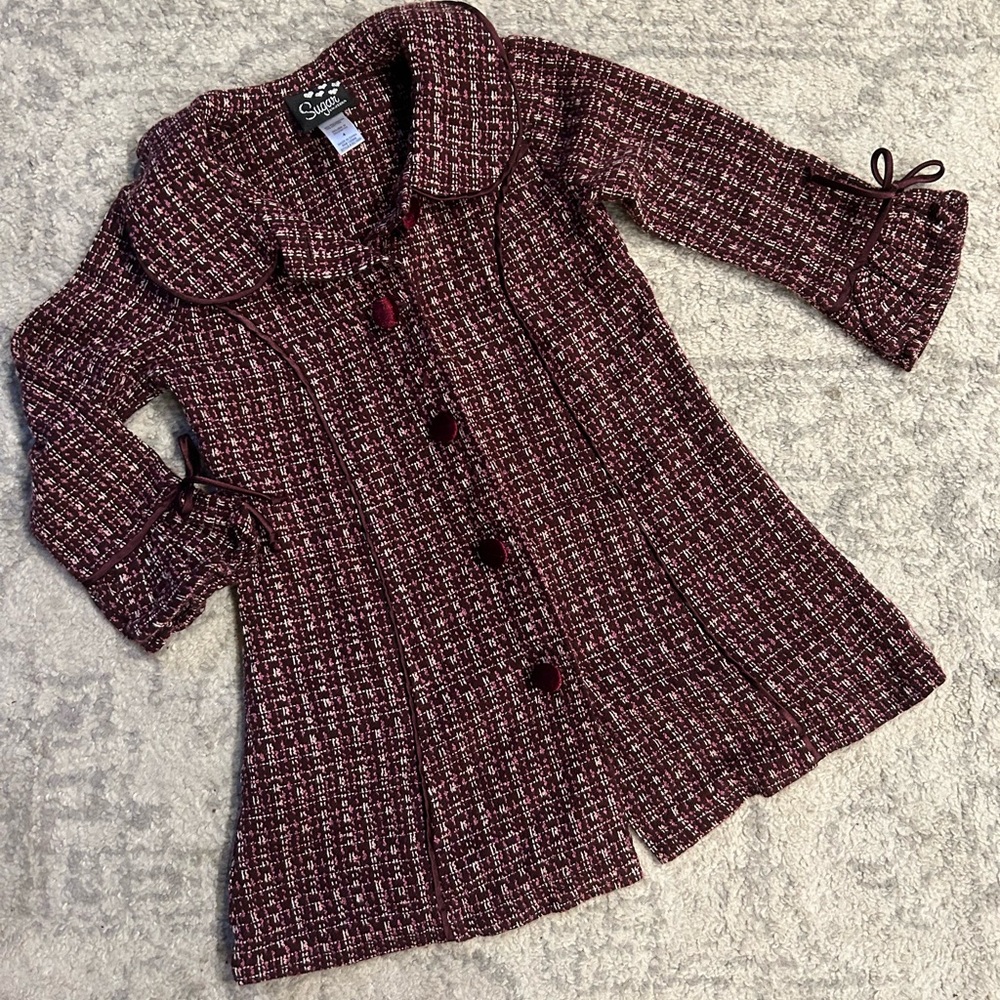 Lightweight Coat Jacket Girls Sz 4 4T Tweed Christmas Holiday